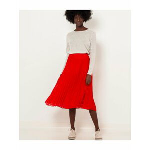 Červená rebrovaná midi sukňa CAMAIEU
