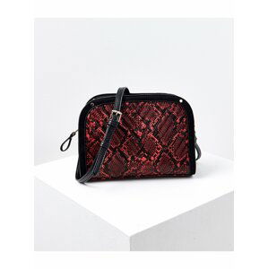 Čierno-červená crossbody kabelka s hadím vzorom CAMAIEU