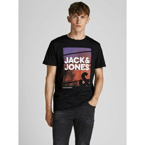 Čierne tričko s potlačou Jack & Jones Urban
