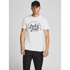 BIele tričko s nápisom Jack & Jones Kimbel