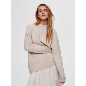 Krémový voľný vlnený sveter Selected Femme Fulu