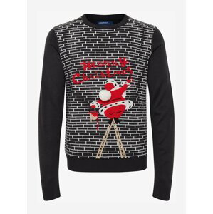 Čierny pánsky sveter s vianočným motívom Blend
