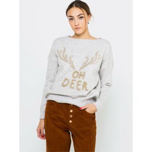 Svetlošedý sveter s vianočným motívom CAMAIEU