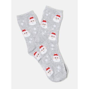 Svetlošedé ponožky s vianočným motívom CAMAIEU
