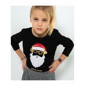 Čierne dievčenské tričko s vianočným motívom CAMAIEU