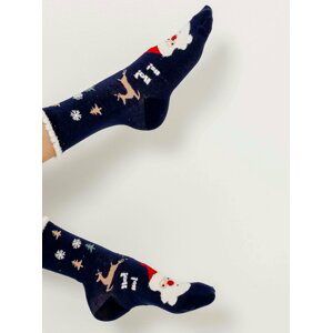 Tmavomodré ponožky s vianočným motívom CAMAIEU