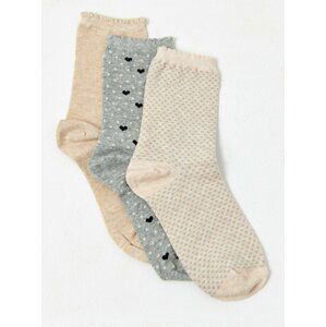 Sada troch vzorovaných ponožiek v béžovej a šedej farbe CAMAIEU