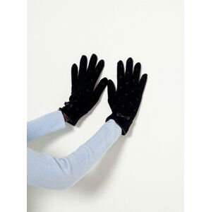 Čierne bodkované vlnené rukavice CAMAIEU