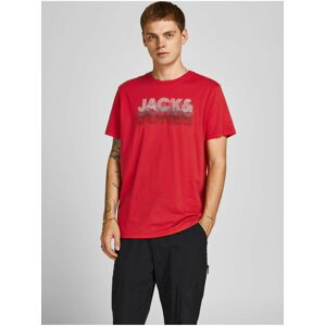 Červené pánske vzorované tričko Jack & Jones Power