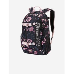Ružovo-čierny kvetovaný batoh s peračníkom Meatfly Basejumper (22 l)