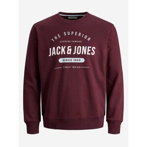 Mikiny bez kapuce pre mužov Jack & Jones - vínová