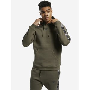 Kaki pánska mikina s kapucou Reebok TE Tape Hoodie