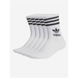 Sada piatich párov čierno-bielych pánskych členkových ponožiek adidas Originals Mid Cut CRW