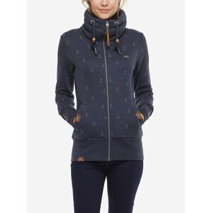 Tmavomodrá dámska vzorovaná mikina na zips Ragwear Rylie Marina Zip