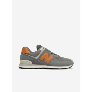 Oranžovo-šedé pánske semišové topánky New Balance 574