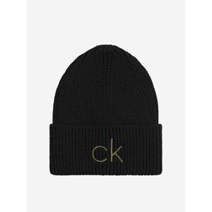 Čierna dámska rebrovaná čiapka Calvin Klein