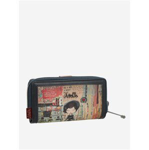 Tmavomodrá dámska vzorovaná veľká peňaženka Anekke City Art
