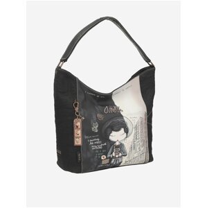 Čierna dámska vzorovaná veľká kabelka s ozdobnými detailmi Anekke City Moments