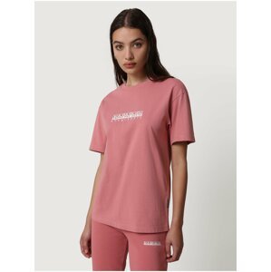 Ružové dámske tričko s nápisom NAPAPIJRI S-box W SS 3