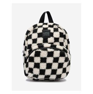 Čierno-biely dámsky batoh z umelého kožúšku VANS Checkboard