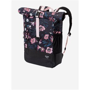 Ružovo-čierny dámsky kvetovaný batoh Meatfly Holler