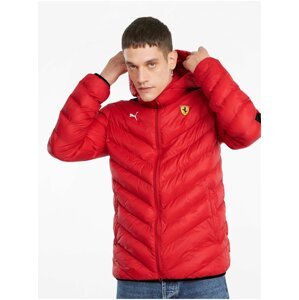 Červená pánska prešívaná bunda Puma Ferrari Race T7 EcoLite Down Jacket