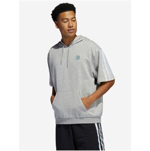 Svetlošedá pánska mikina s kapucou adidas Performance Hoodie