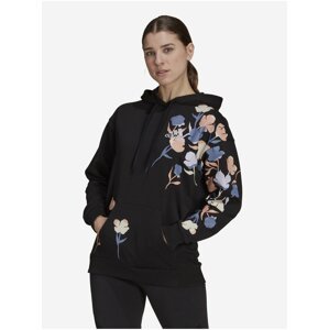 Čierna dámska mikina s kvetovaným vzorom adidas Performance Floral Hoodie