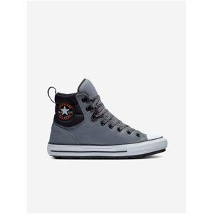 Čierno-šedé unisex členkové kožené tenisky Converse Chuck Taylor All Star Berkshire Leather Boot