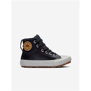 Čierne chlapčenské členkové kožené tenisky Converse Chuck Taylor All Star Berkshire Boot Leather