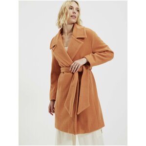 Oranžový kabát s prímesou vlny Trendyol