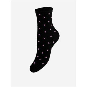 Čierne bodkované ponožky Pieces Diana