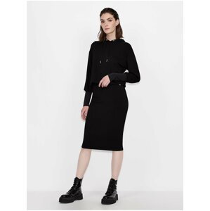 Čierne dámské mikinové šaty s kapucou Armani Exchange