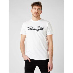 Biele pánske tričko s potlačou Wrangler SS Logo