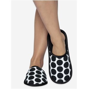 Domáca obuv pre ženy Slippsy - čierna, biela