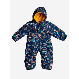 Tmavomodrá detská vzorovaná kombinéza s kapucou Quiksilver Baby Suit