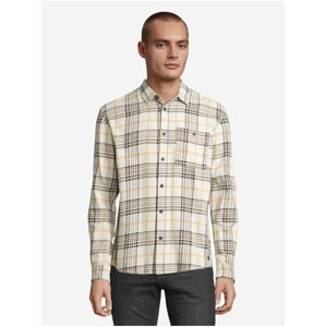 Krémová pánska kockovaná košeľa Tom Tailor Denim Organic Check Shirt