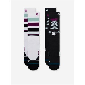 Sada dvoch pánskych vzorovaných ponožiek v bielej a čiernej farbe s prímesou vlny Stance Monro