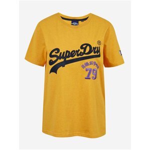 Žlté dámske tričko s potlačou Superdry