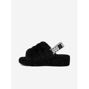 Čierna dámska domáca obuv z ovčej kožušiny UGG Fluff Yeah Slide