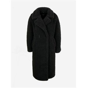 Čierny dámsky kabát z umelého kožúšku UGG