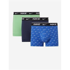 Sada troch pánskych boxeriek v zelenej, čiernej a modrej farbe Nike