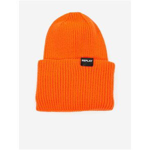 Oranžová pánska rebrovaná zimná čiapka Replay