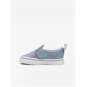 Fialovo-modré dievčenské trblietavé tenisky VANS Slip On