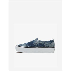 Tmavomodré dámske vzorované slip on tenisky na platforme VANS Asher Platform