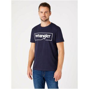 Tmavomodré pánske tričko s potlačou  Wrangler