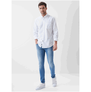 Modré pánske skinny fit rifle s vyšúchaným efektom Salsa Jeans