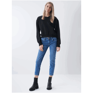 Modré dámske skrátené skinny fit rifle Salsa Jeans