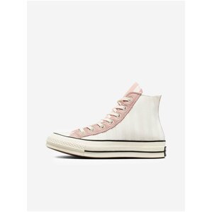 Ružovo-biele dámske vzorované členkové tenisky Converse Chuck 70 Striped Terry