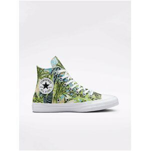 Zelené dámske vzorované členkové tenisky Converse Chuck Taylor Tropical